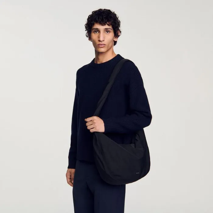 Crossbody Bags WomenMen SANDRO Large Nylon Hobo Bag Black