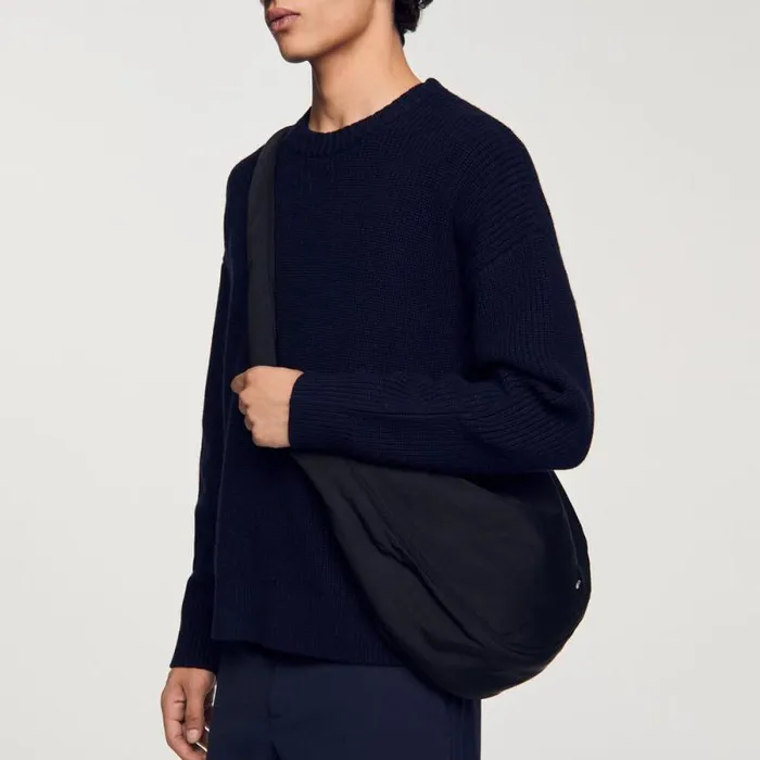 Crossbody Bags WomenMen SANDRO Large Nylon Hobo Bag Black
