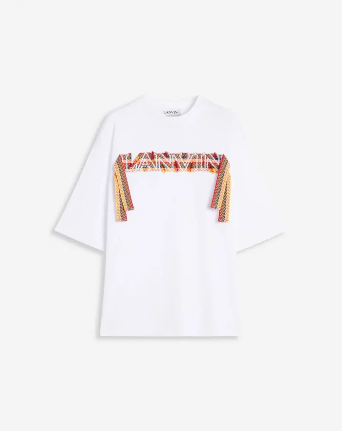 Curb Lace Lanvin Oversized Tshirt Optic White Men Lanvin Tshirts and Polos