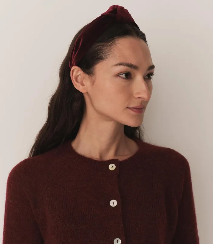 DEN Blanche Knotted Headband Burgundy Velvet Women Hair Accessories