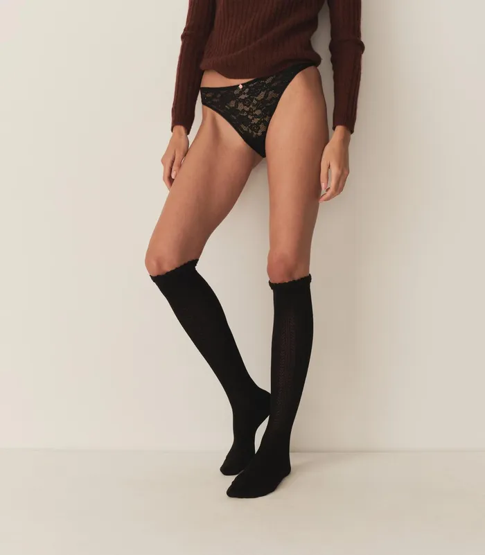 DEN Collgien Pointelle Knee High Sock Noir De Charbon Women Socks and Tights DEN Collgien Pointelle Knee High Sock Noir De Charbon Women Socks and Tights