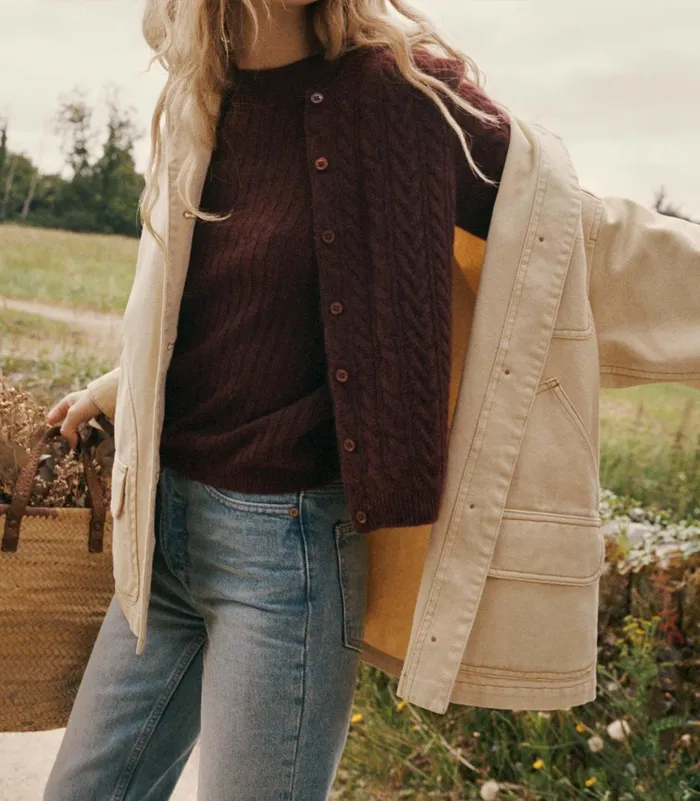DEN Dana Cable Cashmere Cardigan Dark Garnet Women Knitwear DEN Dana Cable Cashmere Cardigan Dark Garnet Women Knitwear