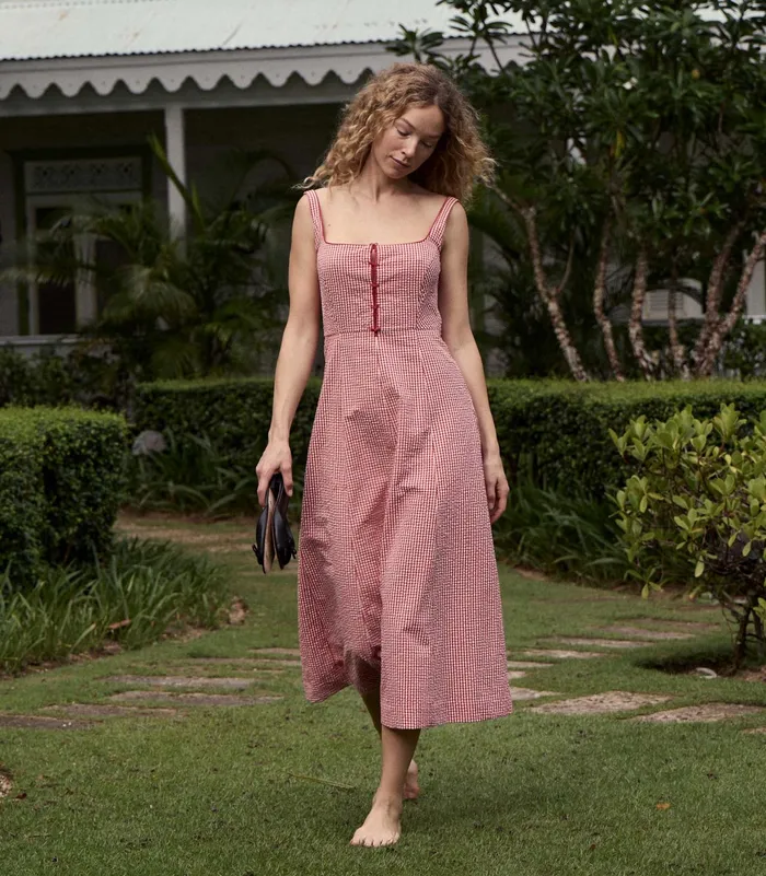DEN Delaney Dress Rouge La Maddalena Gingham Women Dresses