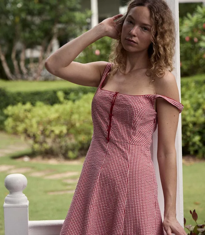 DEN Delaney Dress Rouge La Maddalena Gingham Women Dresses DEN Delaney Dress Rouge La Maddalena Gingham Women Dresses