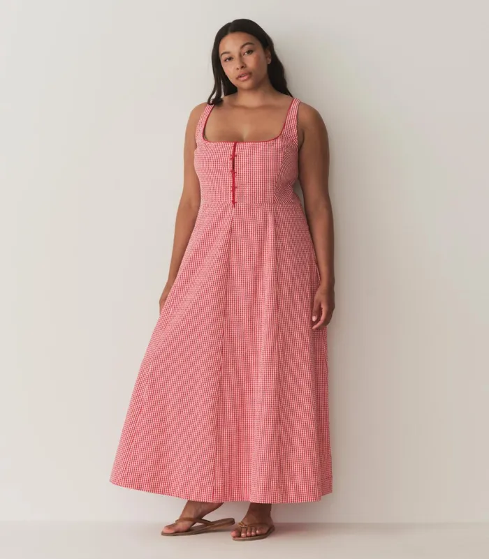 DEN Delaney Dress Rouge La Maddalena Gingham Women Dresses DEN Delaney Dress Rouge La Maddalena Gingham Women Dresses