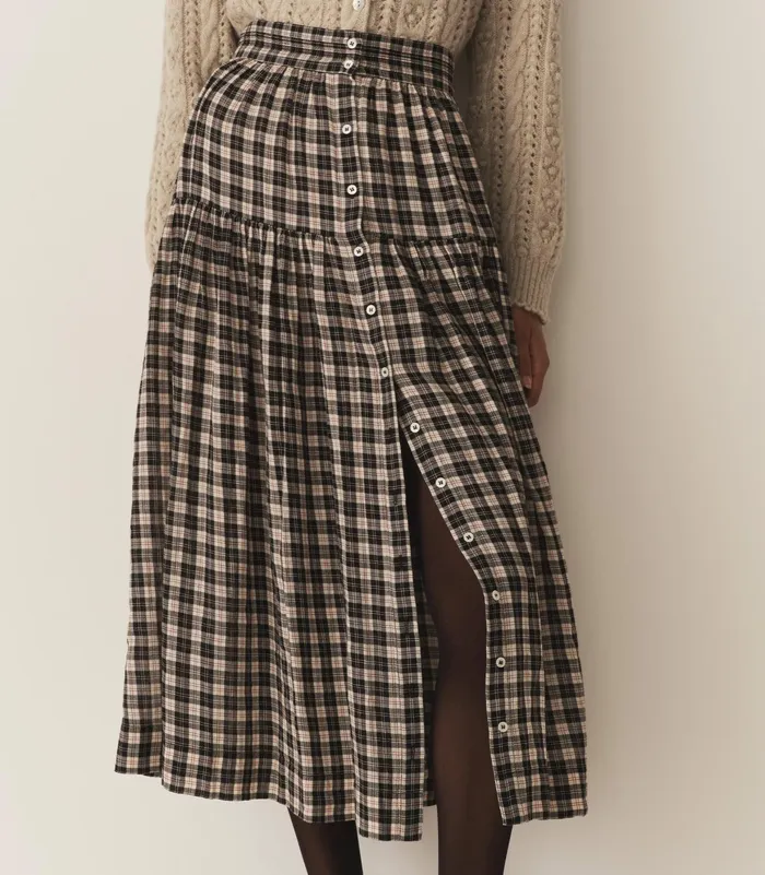 DEN Fabienne Skirt Navy Countryside Plaid Women Skirts