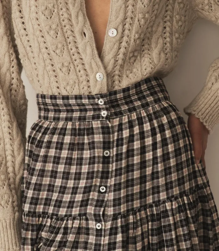 DEN Fabienne Skirt Navy Countryside Plaid Women Skirts