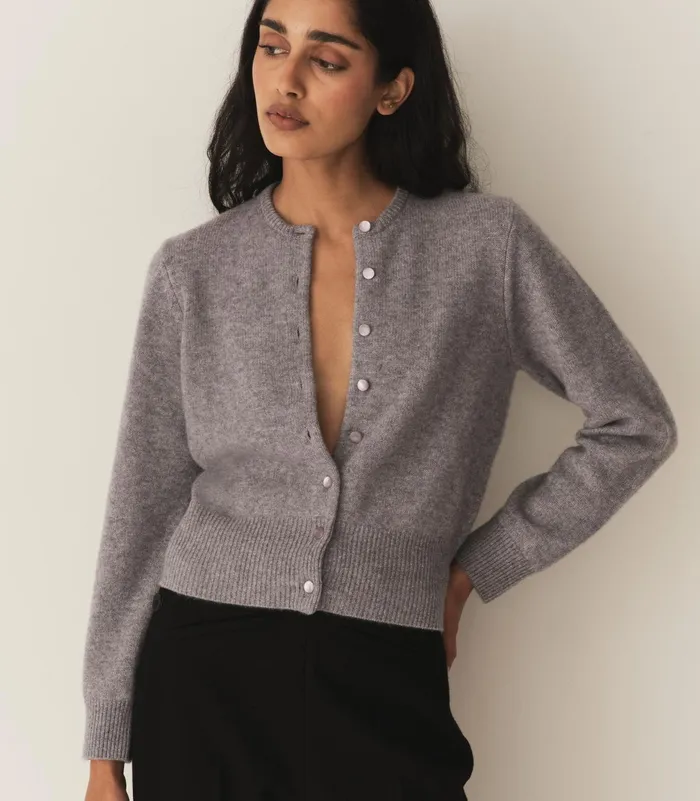 DEN Fairchild Cashmere Cardigan Pebble Grey Women Knitwear