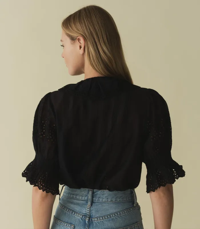 DEN Henri Top Black Eyelet Women Tops