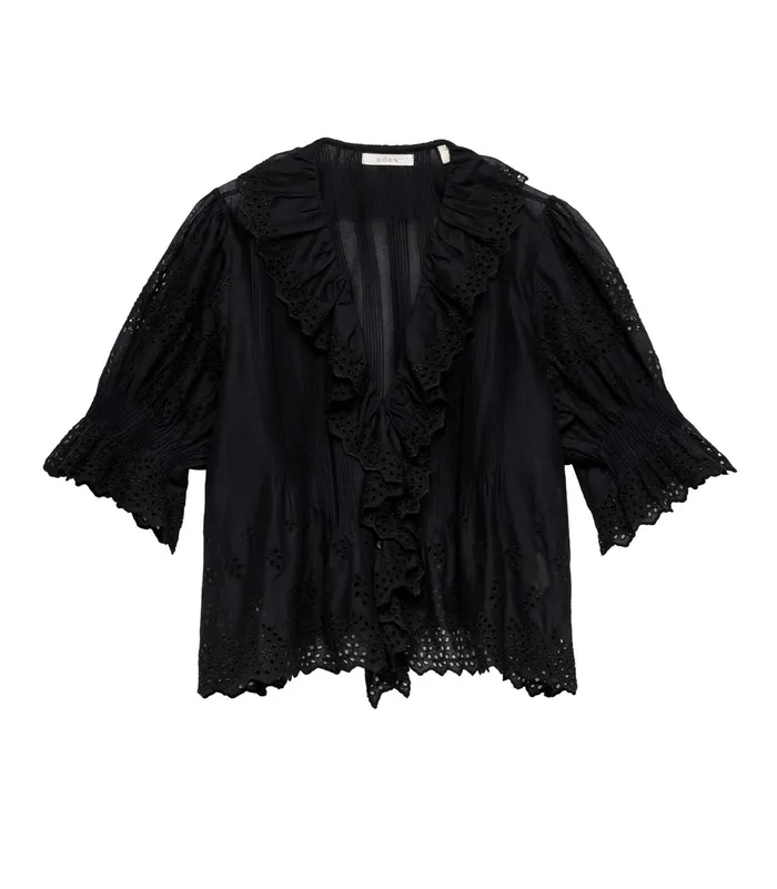 DEN Henri Top Black Eyelet Women Tops