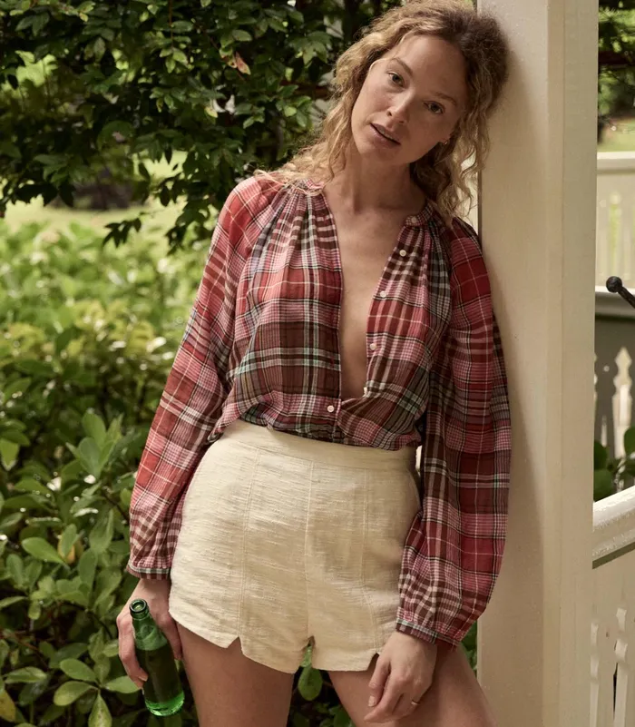 DEN Janis Top Francine Plaid Women Tops