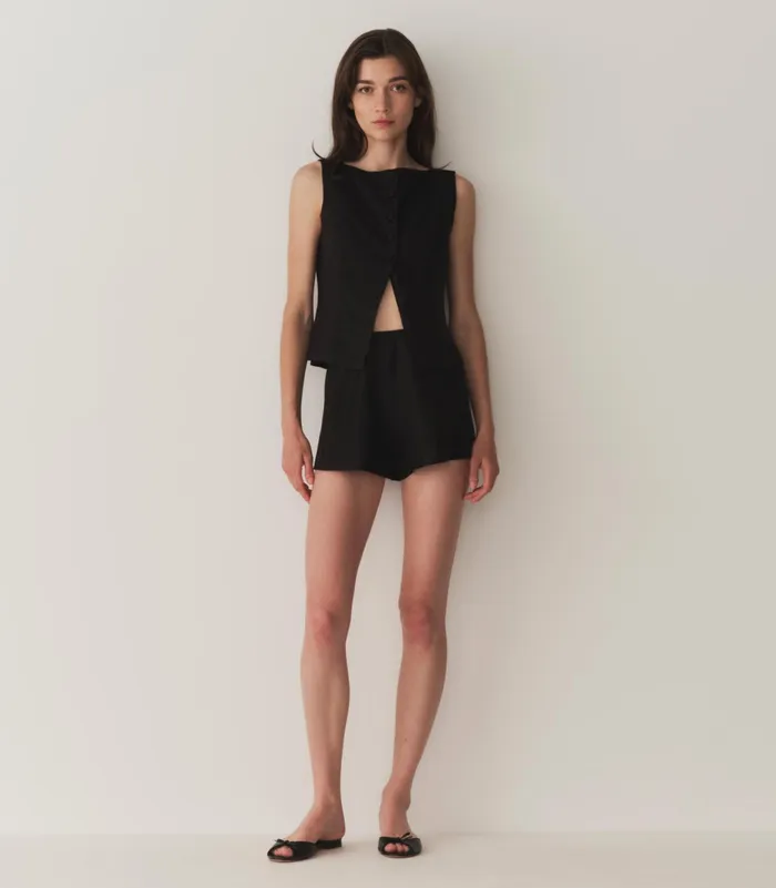 DEN Loren Linen Short Black Women Pants and Shorts