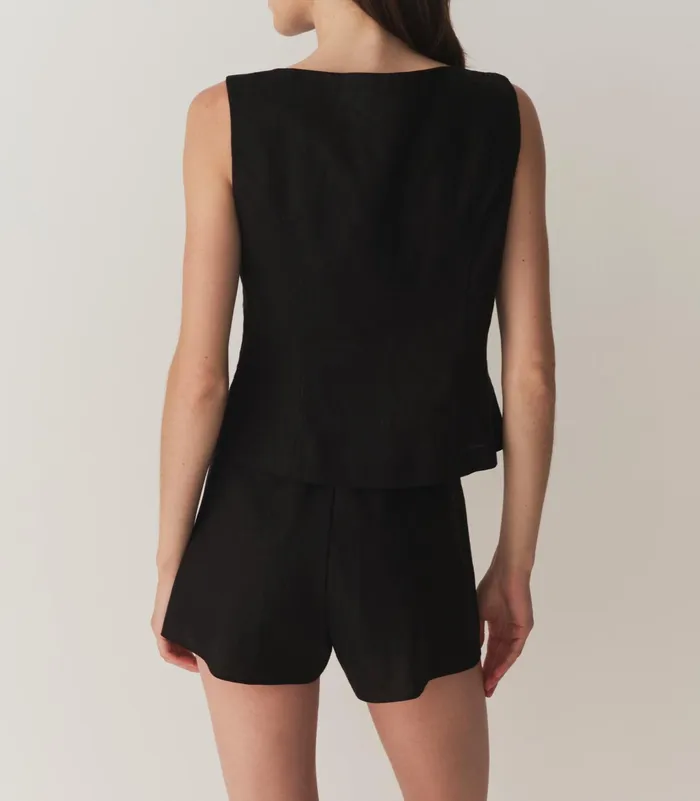 DEN Loren Linen Short Black Women Pants and Shorts DEN Loren Linen Short Black Women Pants and Shorts