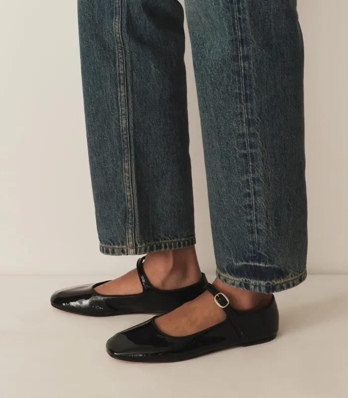DEN Mary Jane Slipper Black Patent Women Shoes