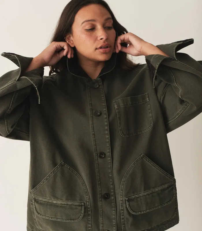 DEN Pascual Barn Jacket Dark Olive Women Coats and Jackets