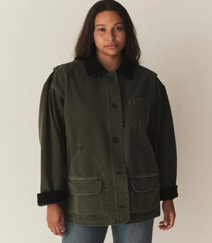 DEN Pascual Barn Jacket Dark Olive Women Coats and Jackets