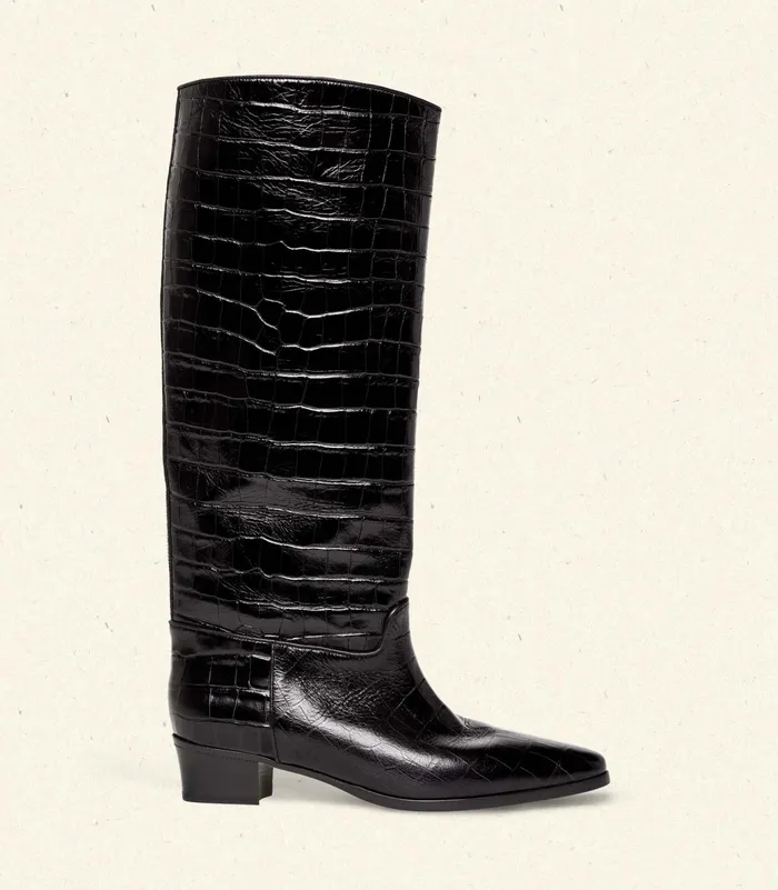 DEN Riviera Boot Black Faux Croc Women Shoes