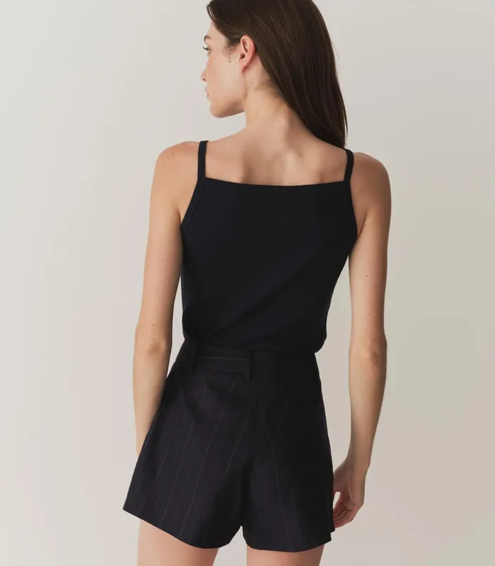DEN Yvaine Short Navy Pinstripe Women Pants and Shorts
