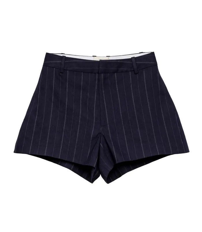 DEN Yvaine Short Navy Pinstripe Women Pants and Shorts