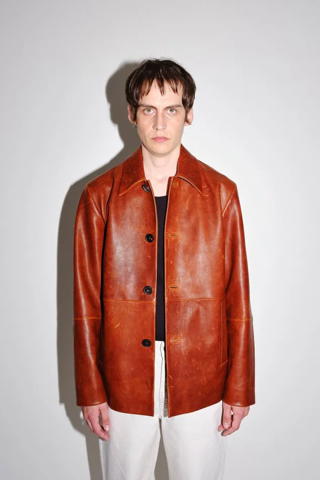 Damian Leather 8211 Leather Brown Men Won Hundred Coats and Jackets