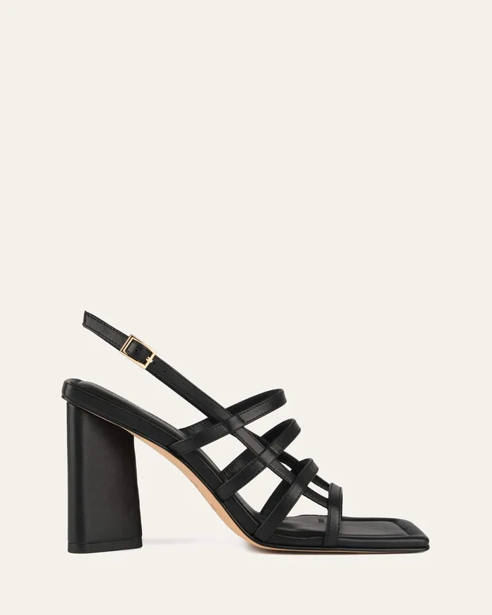 Delia high heel sandals black leather HIGH SANDALS jomercer Women