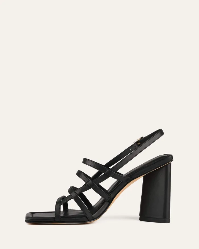 Delia high heel sandals black leather HIGH SANDALS jomercer Women