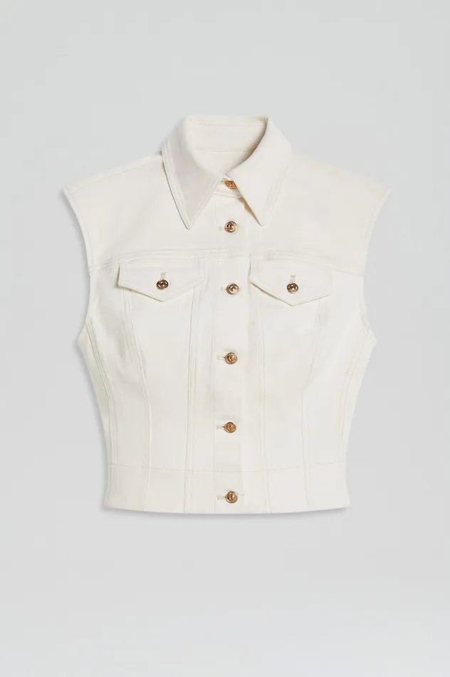 DENIM SLEEVELESS SHIRT NATURAL115 Women Tops Scanlan Theodore