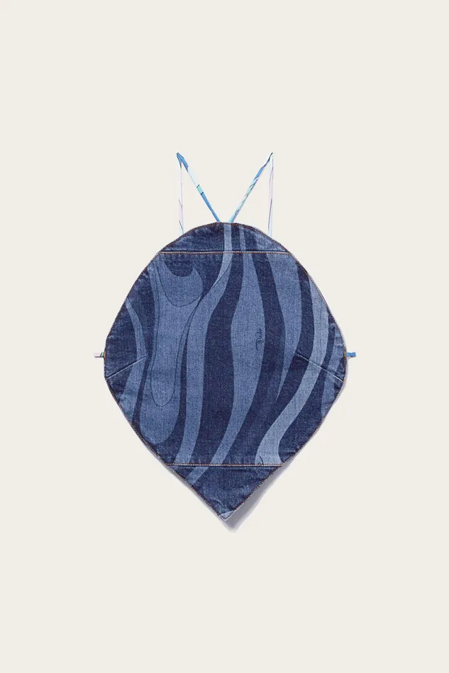 Denim Women PUCCI MarmoPrint Denim Crop Top