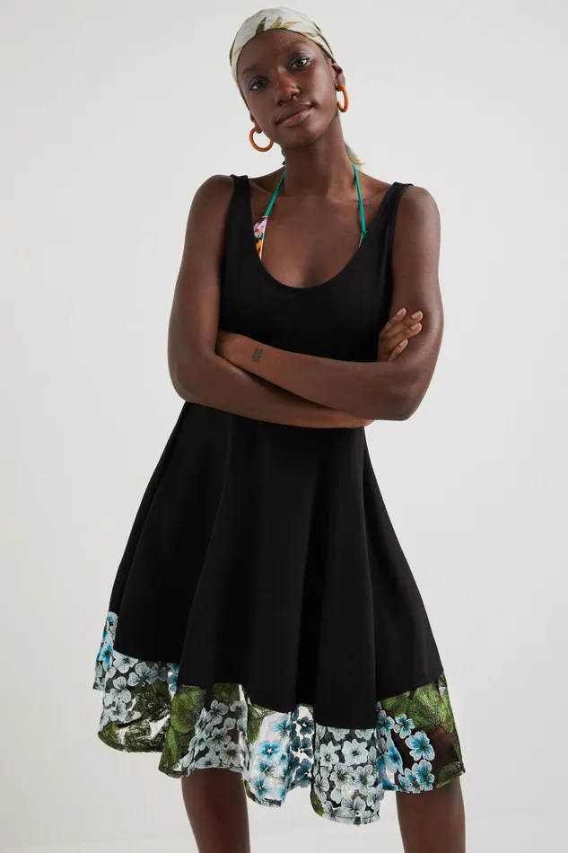Desigual Floral Hem Dress Women Dresses