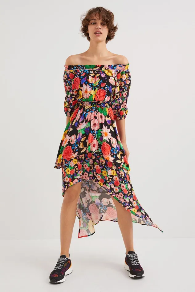 Desigual Floral Layered Dress Women Dresses