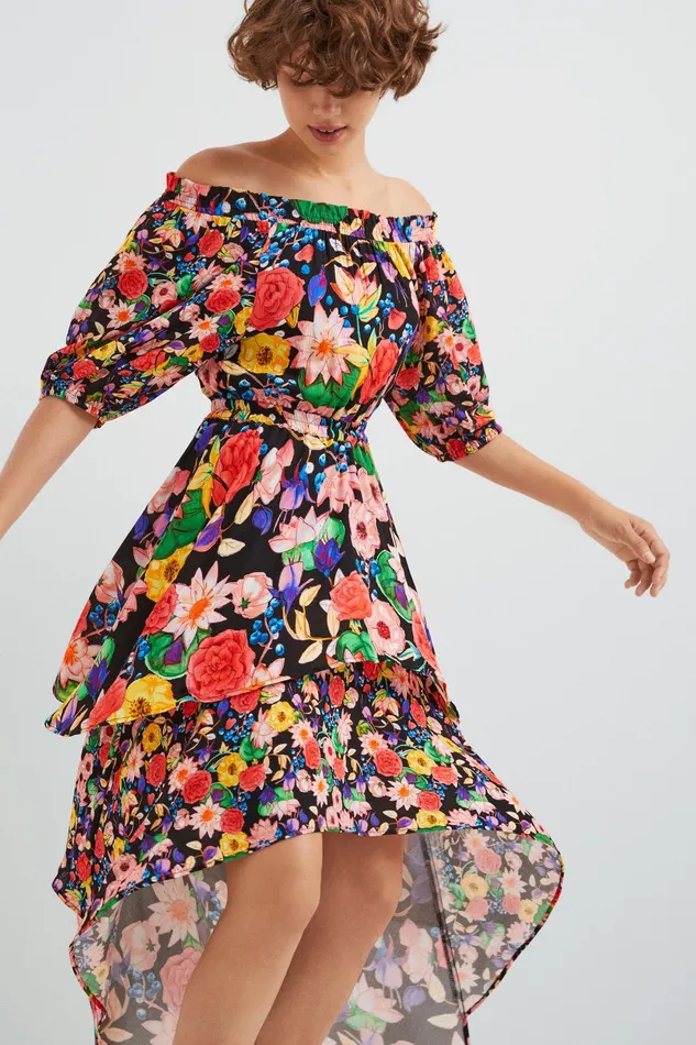 Desigual Floral Layered Dress Women Dresses