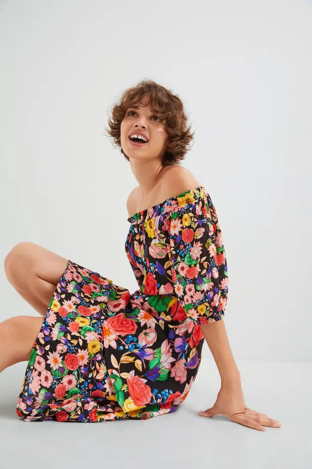 Desigual Floral Layered Dress Women Dresses