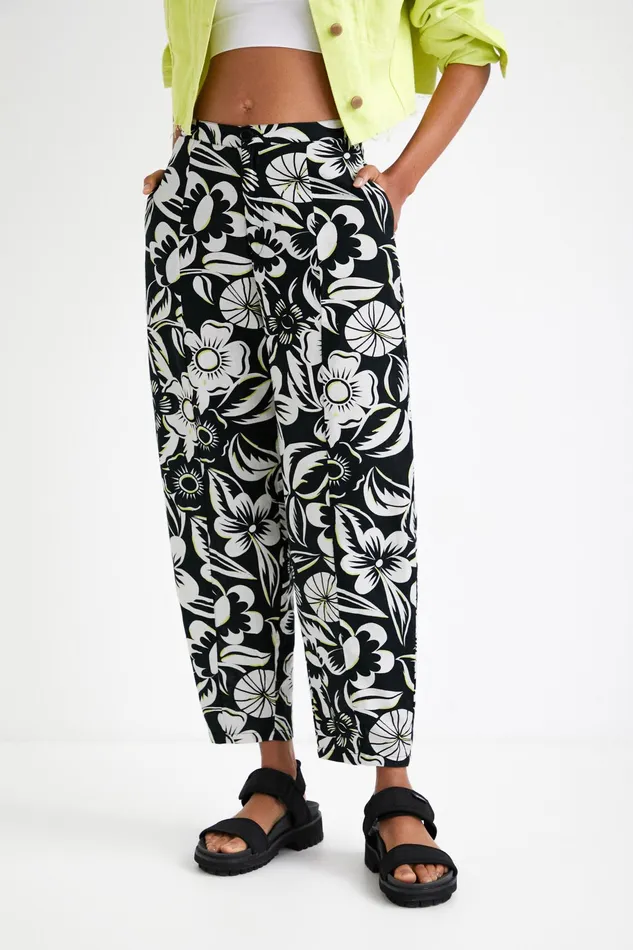 Desigual Floral Print Trousers Women Pants and Leggings