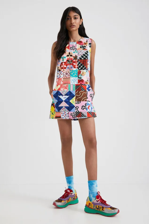 Desigual Johnson Hartig Patchwork Pinafore Women Dresses