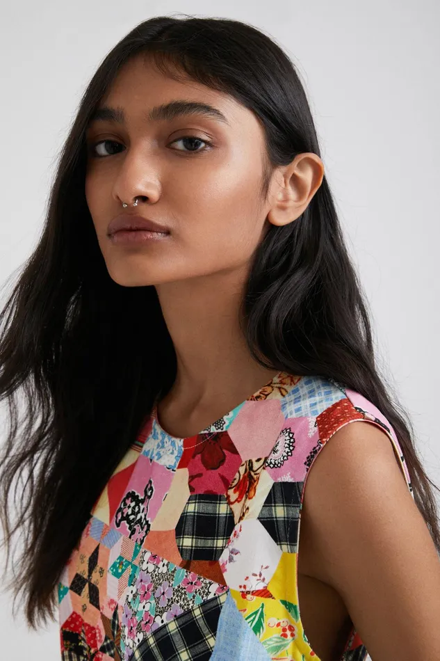Desigual Johnson Hartig Patchwork Pinafore Women Dresses