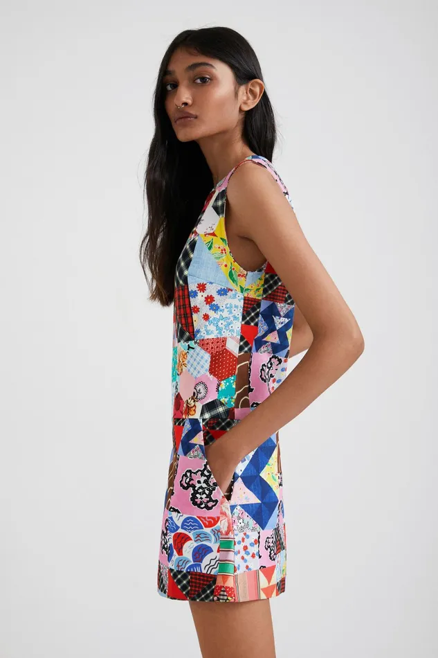 Desigual Johnson Hartig Patchwork Pinafore Women Dresses