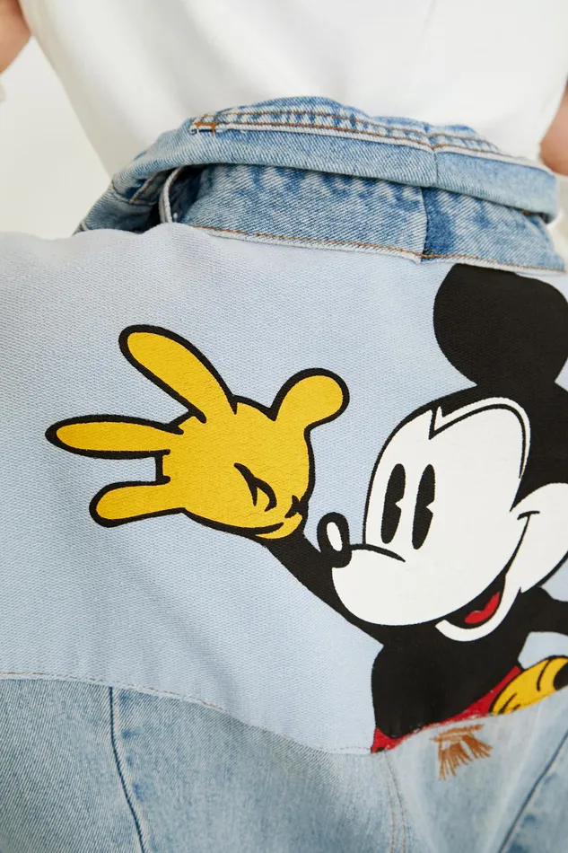 Desigual Mickey Mouse Icon Denim Vest 8211 Black Women Jackets
