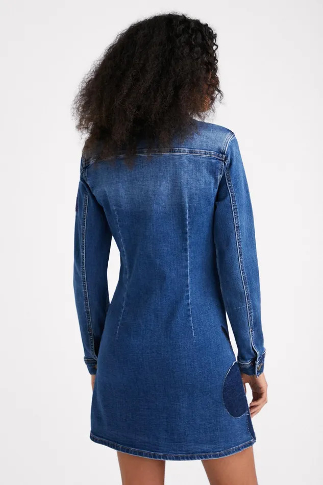 Desigual Mickey Mouse Slim Denim Dress Women Dresses