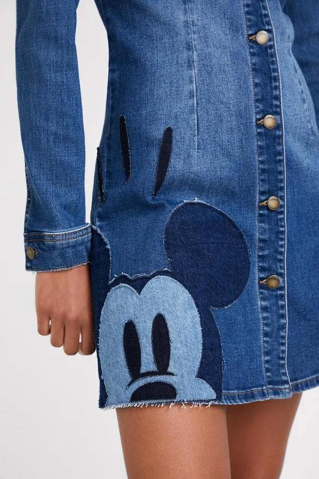 Desigual Mickey Mouse Slim Denim Dress Women Dresses