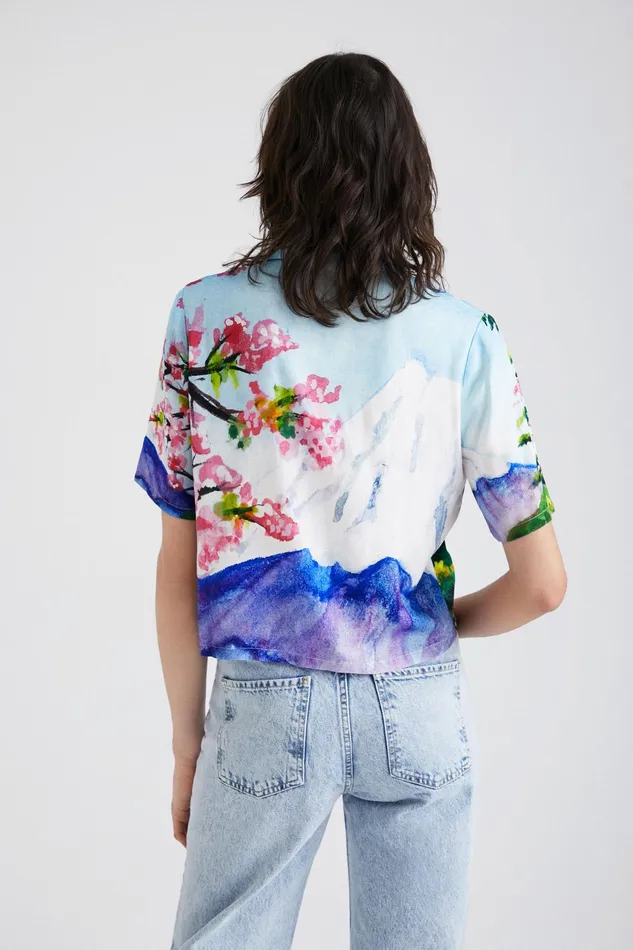 Desigual Mount Fuji Cropped Shirt Women Tops and Shirts
