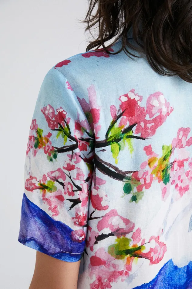 Desigual Mount Fuji Cropped Shirt Women Tops and Shirts