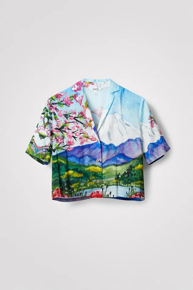 Desigual Mount Fuji Cropped Shirt Women Tops and Shirts