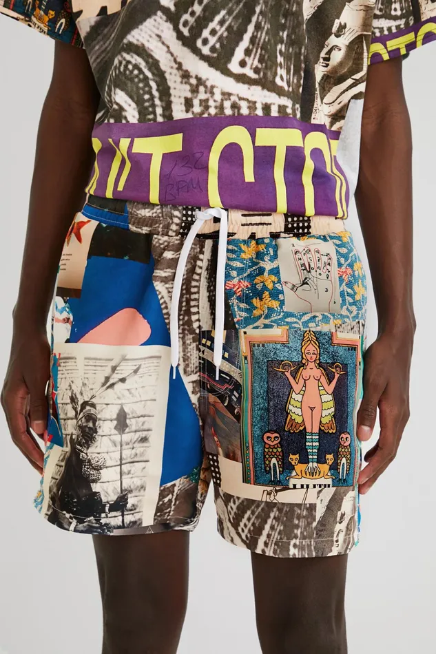 Desigual Printed Swim Shorts Mens Swimwear and Beachwear