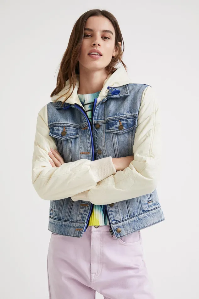 Desigual Quilted Denim Jacket Women Jackets