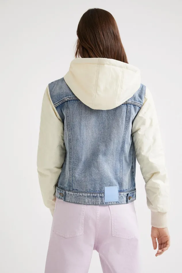 Desigual Quilted Denim Jacket Women Jackets
