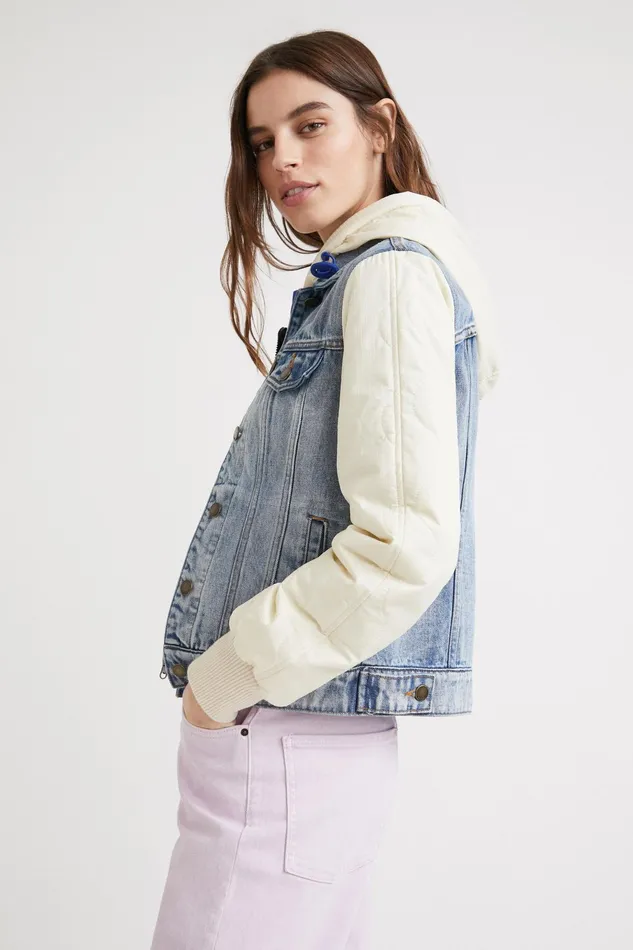 Desigual Quilted Denim Jacket Women Jackets