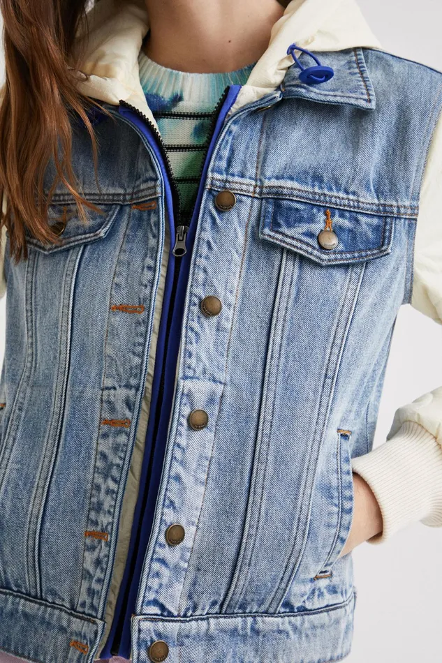 Desigual Quilted Denim Jacket Women Jackets
