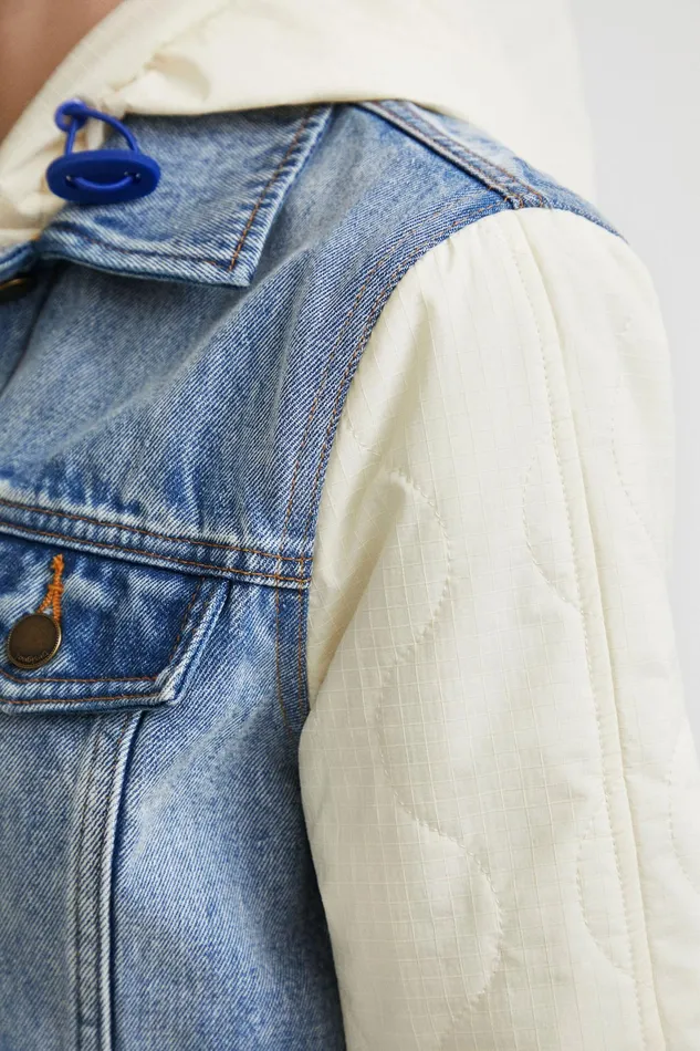 Desigual Quilted Denim Jacket Women Jackets