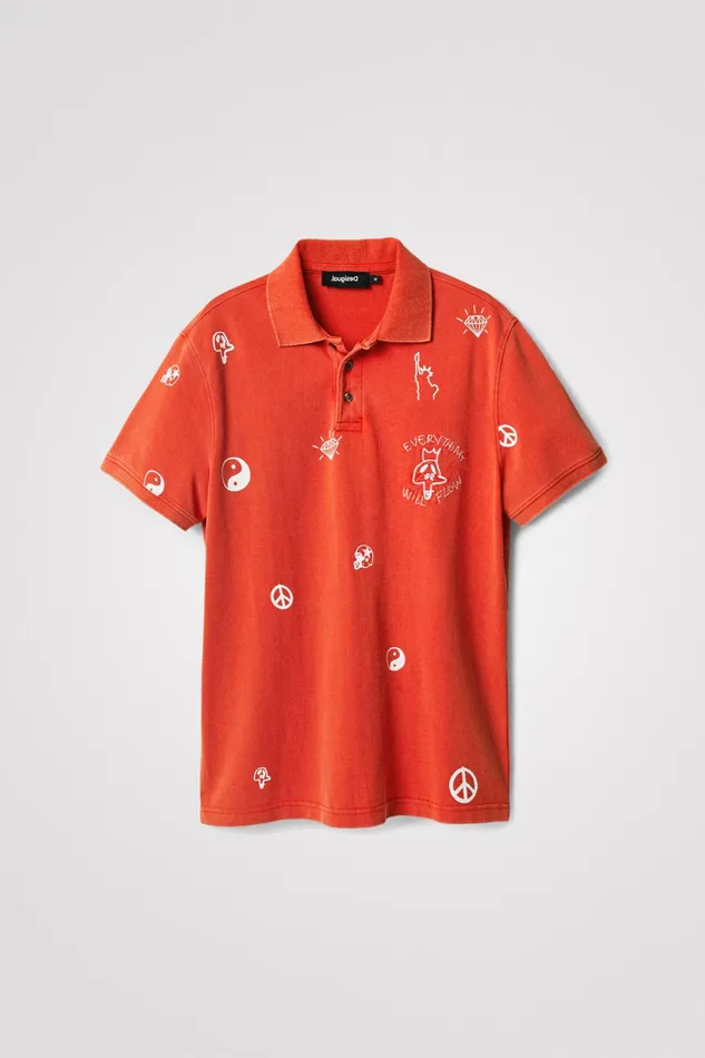 Desigual Shortsleeve Everything Will Flow Polo Shirt Mens Tshirt and Polos
