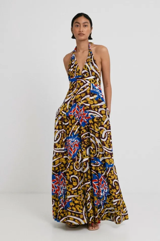Desigual Stella Jean Long Halter Dress Women Dresses